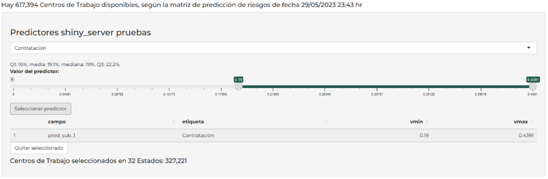 Sección Predictores. Pestaña Filtrado.